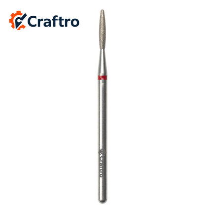 Craftro 3/32” 2.35mm Shank Electric Nail Drill Diamond Bit E-File Flame Shape Fine Grit Bits