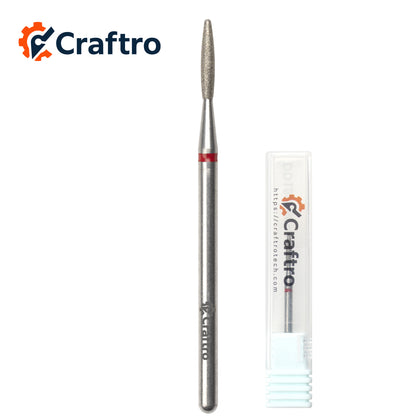 Craftro 3/32” 2.35mm Shank Electric Nail Drill Diamond Bit E-File Flame Shape Fine Grit Bits