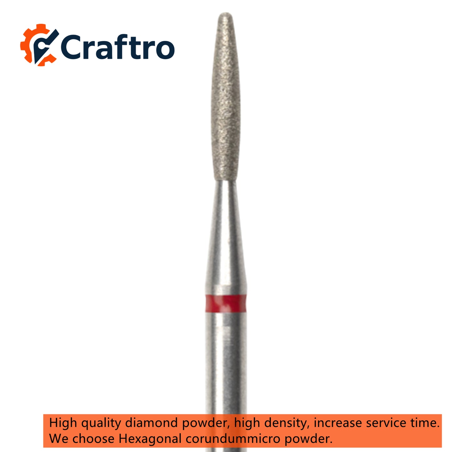 Craftro 3/32” 2.35mm Shank Electric Nail Drill Diamond Bit E-File Flame Shape Fine Grit Bits
