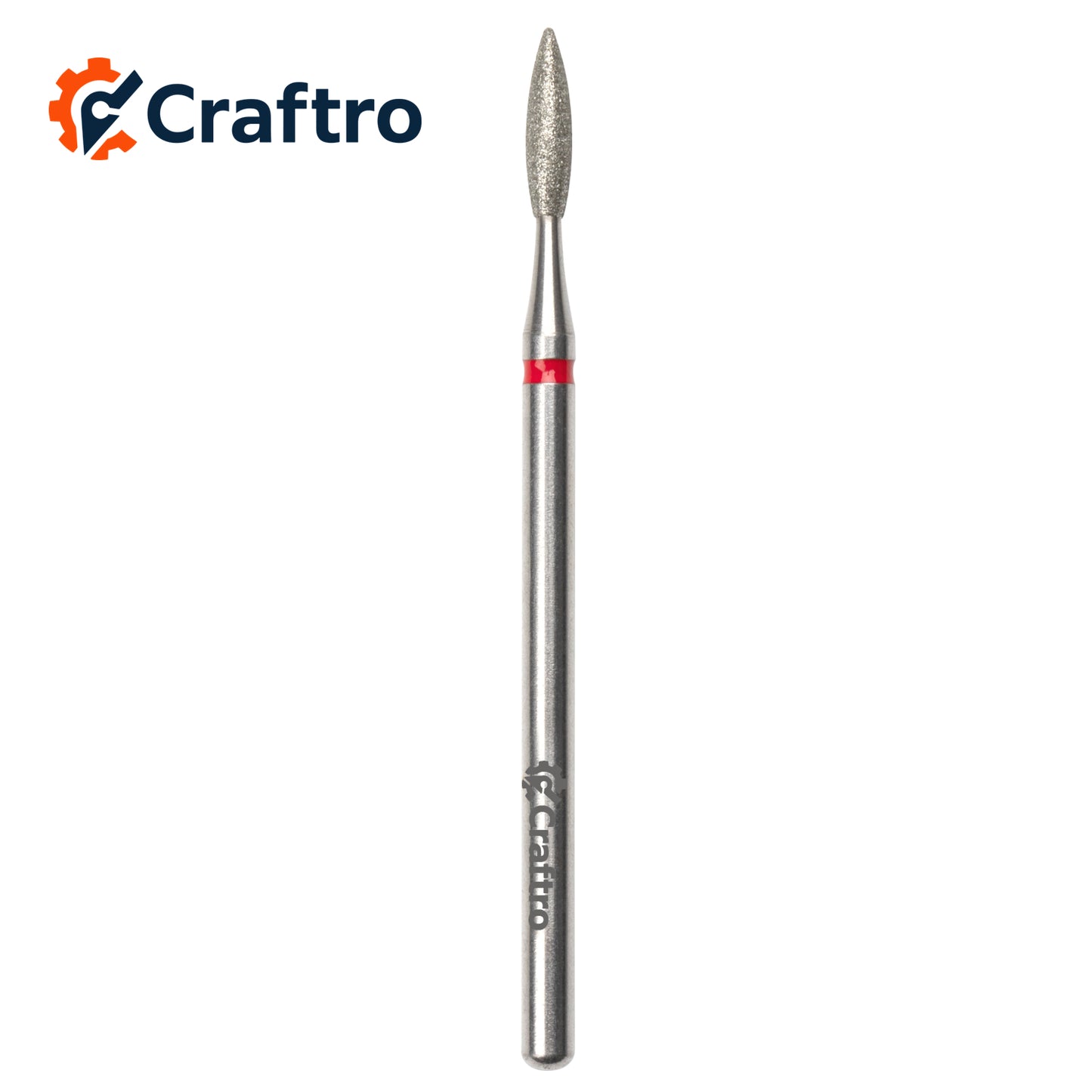 Craftro 3/32” 2.35mm Shank Nail Drill Diamond Bit Electric E-File Flame Shape Fine Grit Bits