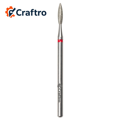 Craftro 3/32” 2.35mm Shank Nail Drill Diamond Bit Electric E-File Flame Shape Fine Grit Bits