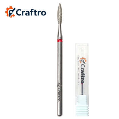 Craftro 3/32” 2.35mm Shank Nail Drill Diamond Bit Electric E-File Flame Shape Fine Grit Bits