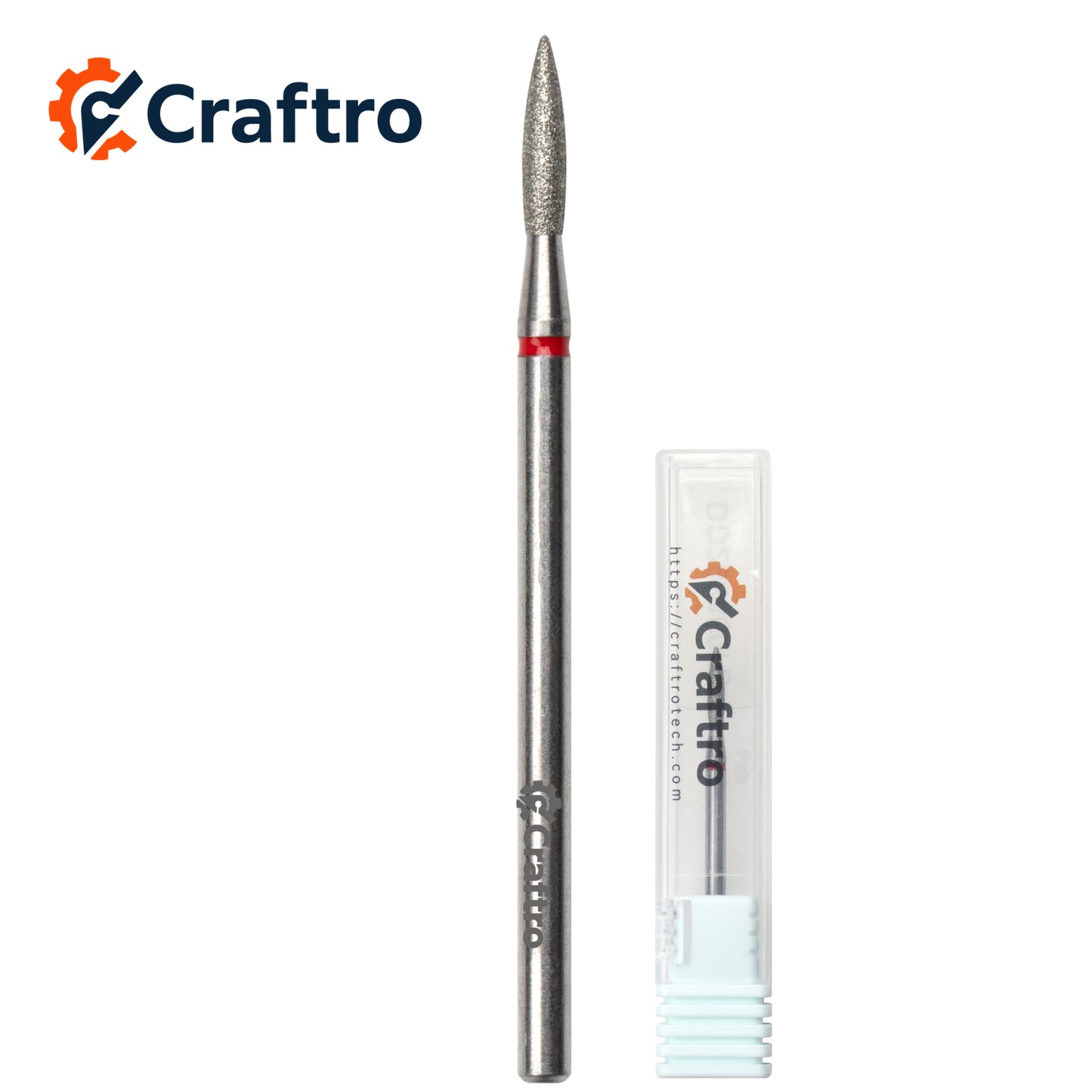 Craftro 3/32” 2.35mm Shank Diamond Nail Drill Bit for Electric E-File Flame Shape Fine Grit