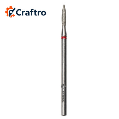 Craftro 3/32” 2.35mm Shank Diamond Nail Drill Bit for Electric E-File Flame Shape Fine Grit