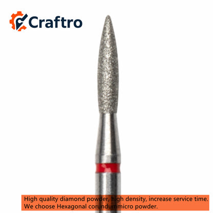Craftro 3/32” 2.35mm Shank Diamond Nail Drill Bit for Electric E-File Flame Shape Fine Grit