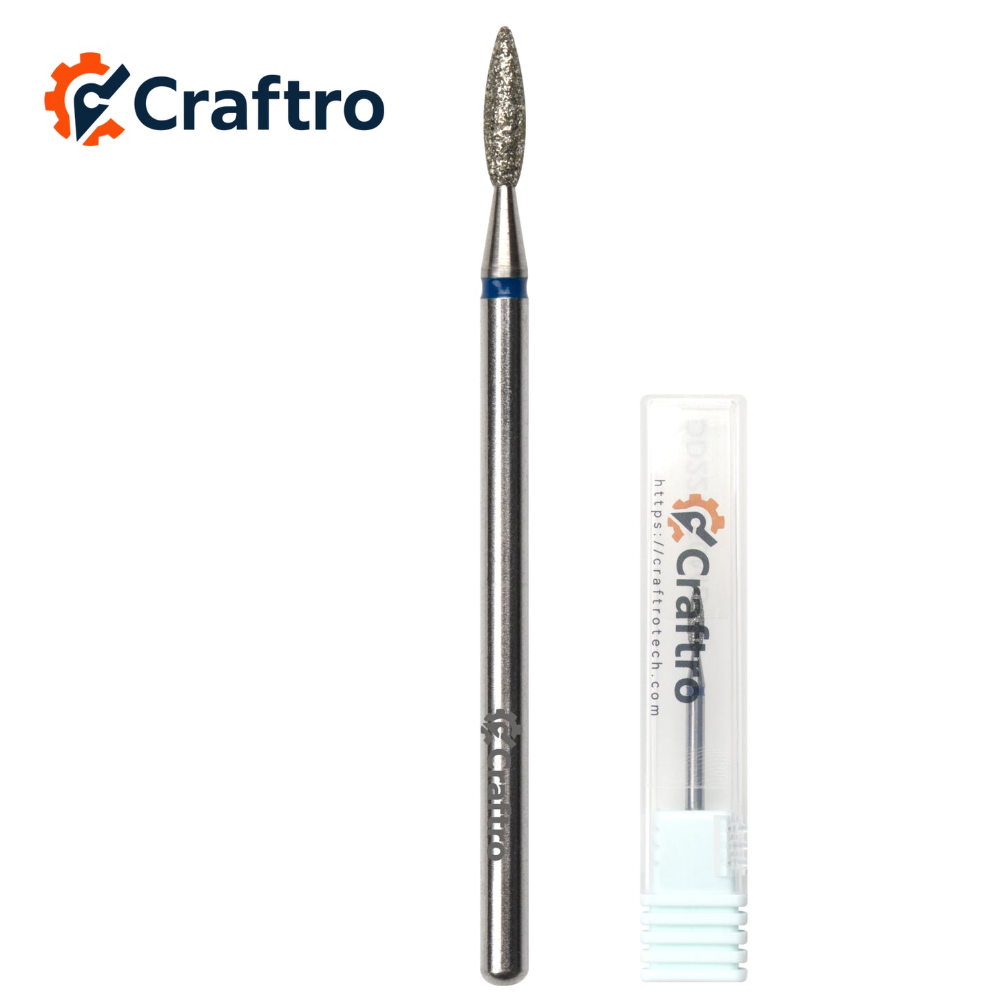 Craftro 3/32” 2.35mm Shank Electric Nail Drill Diamond Bit E-File Flame Shape Medium Grit Bits