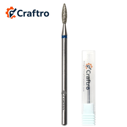 Craftro 3/32” 2.35mm Shank Electric Nail Drill Diamond Bit E-File Flame Shape Medium Grit Bits