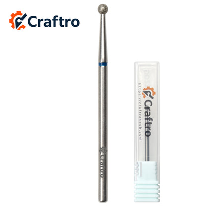 Craftro 3/32” 2.35mm Shank Nail Drill Diamond Bit Electric E-File Ball Shape Medium Grit Bits