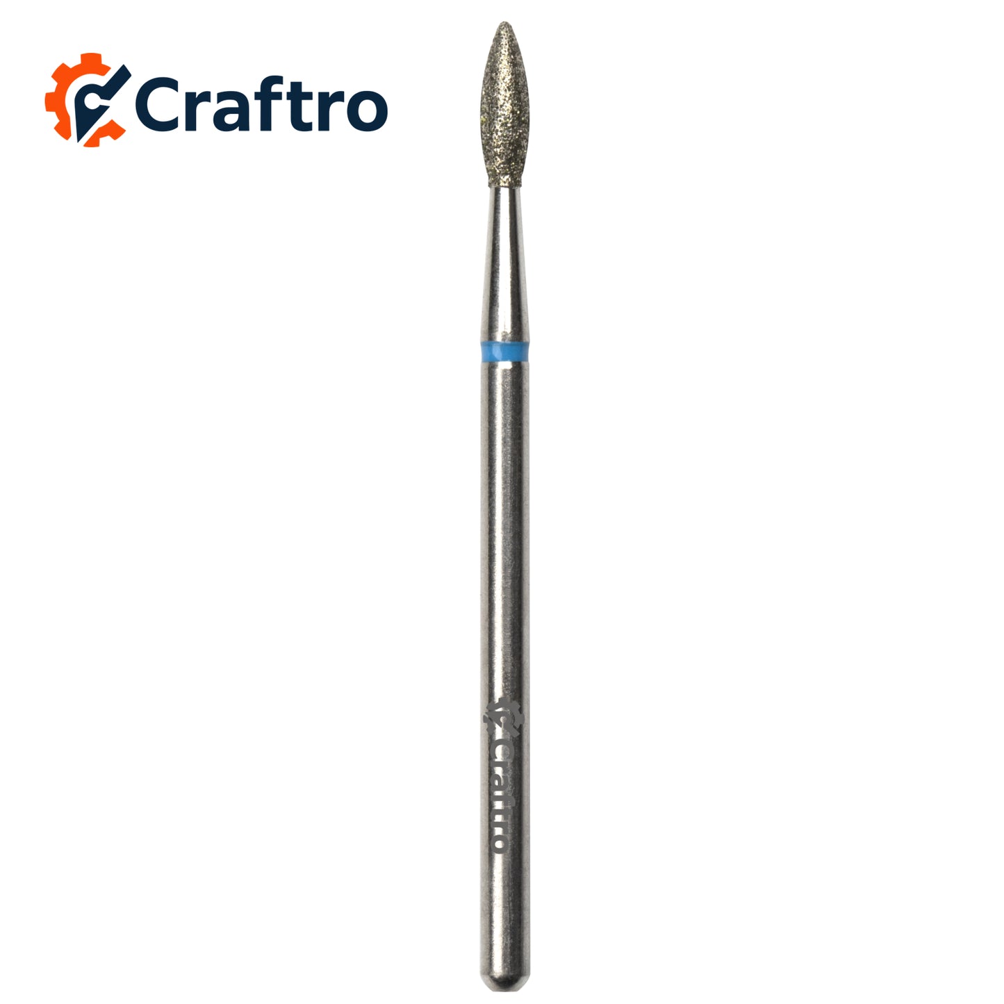 Craftro 3/32” 2.35mm Shank Nail Drill Diamond Bit Electric E-File Flame Shape Medium Grit Bits