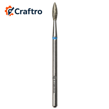 Craftro 3/32” 2.35mm Shank Nail Drill Diamond Bit Electric E-File Flame Shape Medium Grit Bits