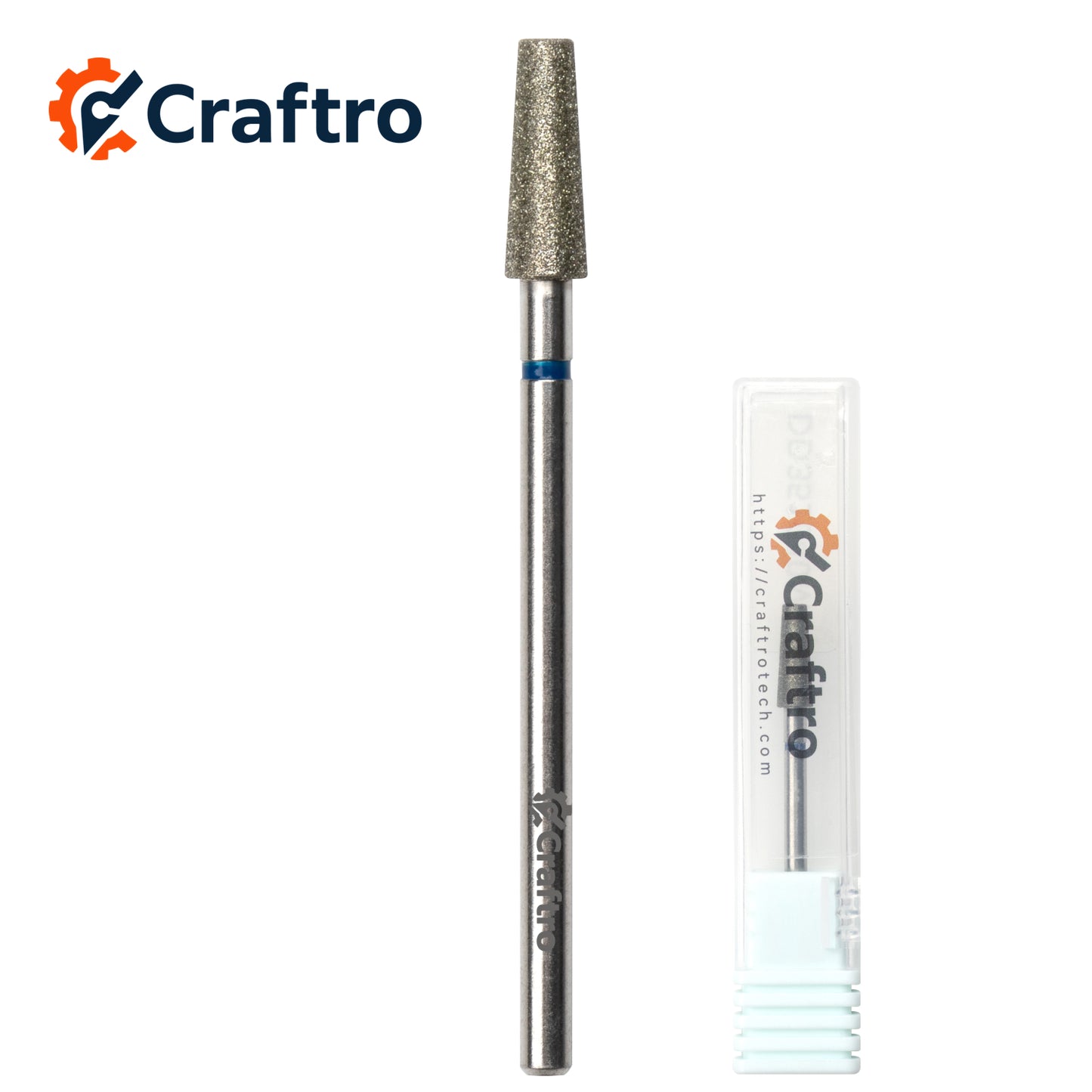 Craftro 3/32” 2.35mm Shank Electric Nail Drill Diamond Bit Tapered Barrel Shape E File Bits Medium Grit