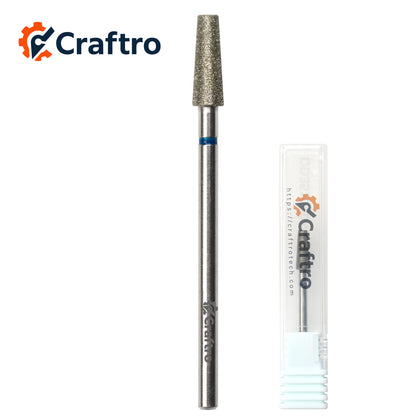 Craftro 3/32” 2.35mm Shank Electric Nail Drill Diamond Bit Tapered Barrel Shape E File Bits Medium Grit