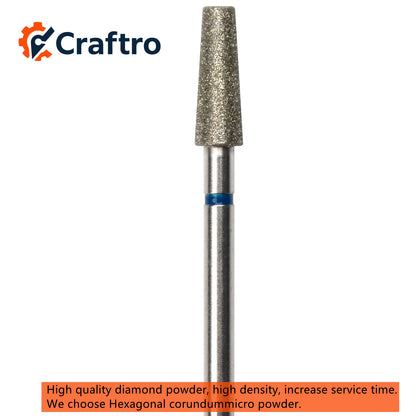 Craftro 3/32” 2.35mm Shank Electric Nail Drill Diamond Bit Tapered Barrel Shape E File Bits Medium Grit
