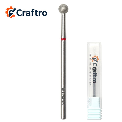 Craftro 3/32” 2.35mm Shank Diamond Nail Drill Bit for Electric E-File Ball Shape Fine Grit