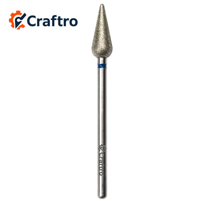 Craftro 3/32” 2.35mm Shank Nail Drill Diamond Bit Conical Shape Medium Grit for Electric File