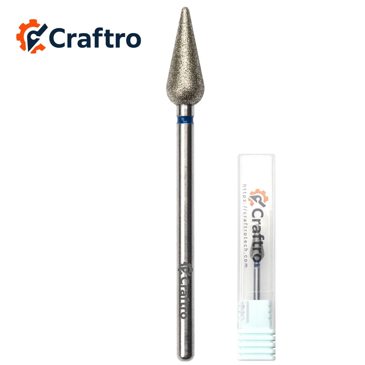 Craftro 3/32” 2.35mm Shank Nail Drill Diamond Bit Conical Shape Medium Grit for Electric File