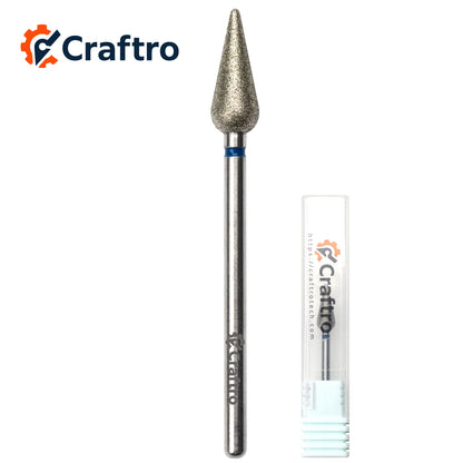 Craftro 3/32” 2.35mm Shank Nail Drill Diamond Bit Conical Shape Medium Grit for Electric File