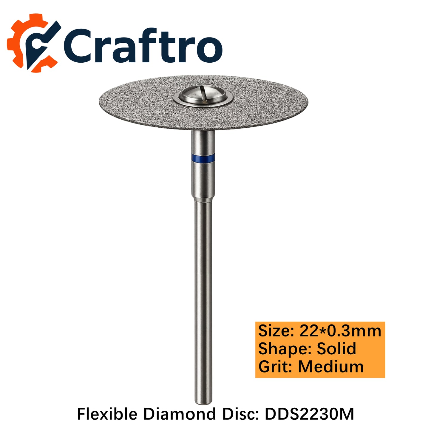 Craftro HP 2.35mm Dental Lab Flexible Cutting Diamond Discs Medium 22*0.3mm 1/pk
