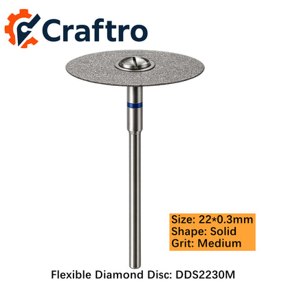 Craftro HP 2.35mm Dental Lab Flexible Cutting Diamond Discs Medium 22*0.3mm 1/pk