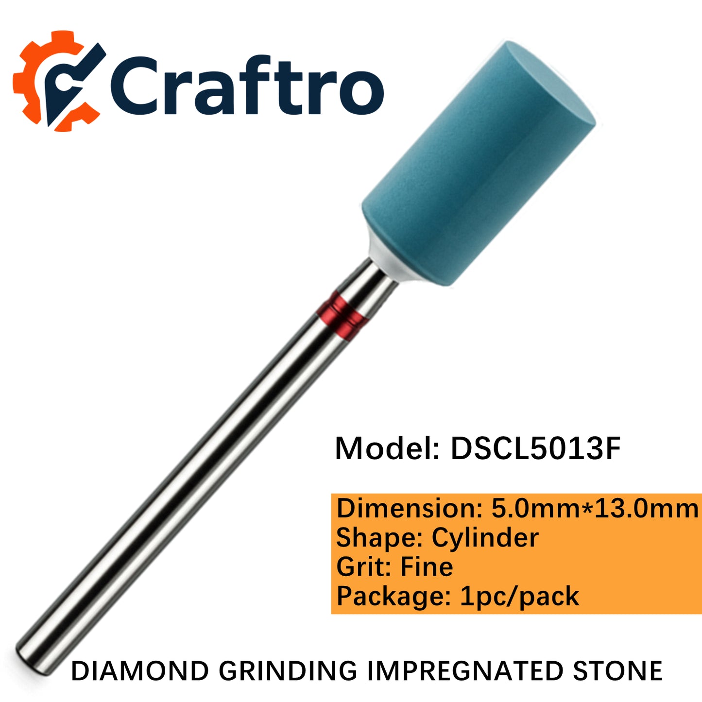 Craftro Dental Lab HP 2.35mm Diamond Grinding Impregnated Stone 5*13mm Cylinder Fine 1/pk