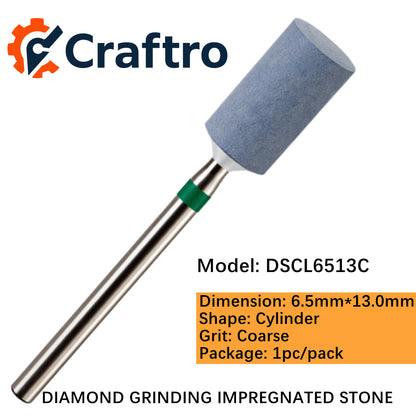 Craftro Dental Lab HP 2.35MM Diamond Grinding Impregnated Stone 6.5*13mm Cylinder Coarse