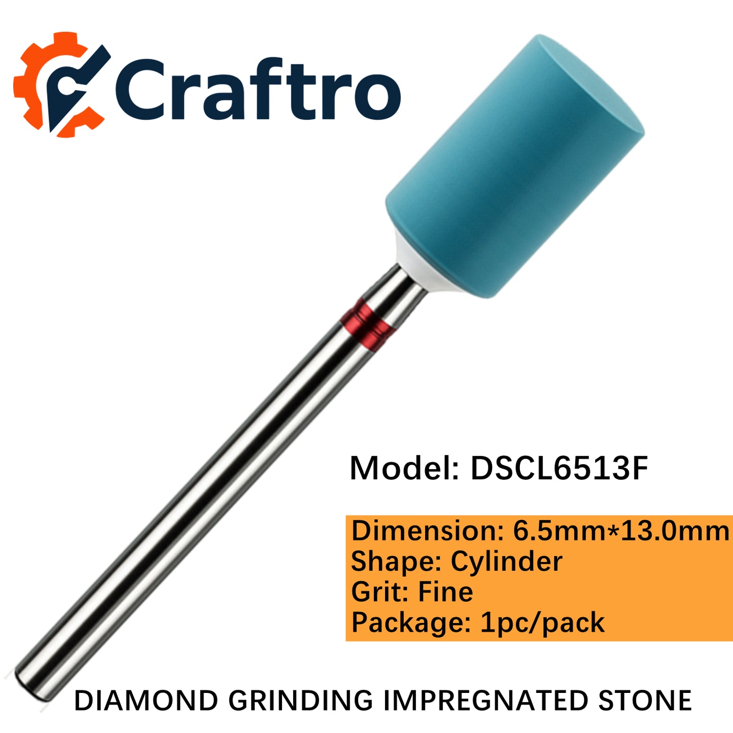 Craftro Dental Lab Diamond Grinding Impregnated Stone 6.5*13mm Cylinder Fine 1/pk