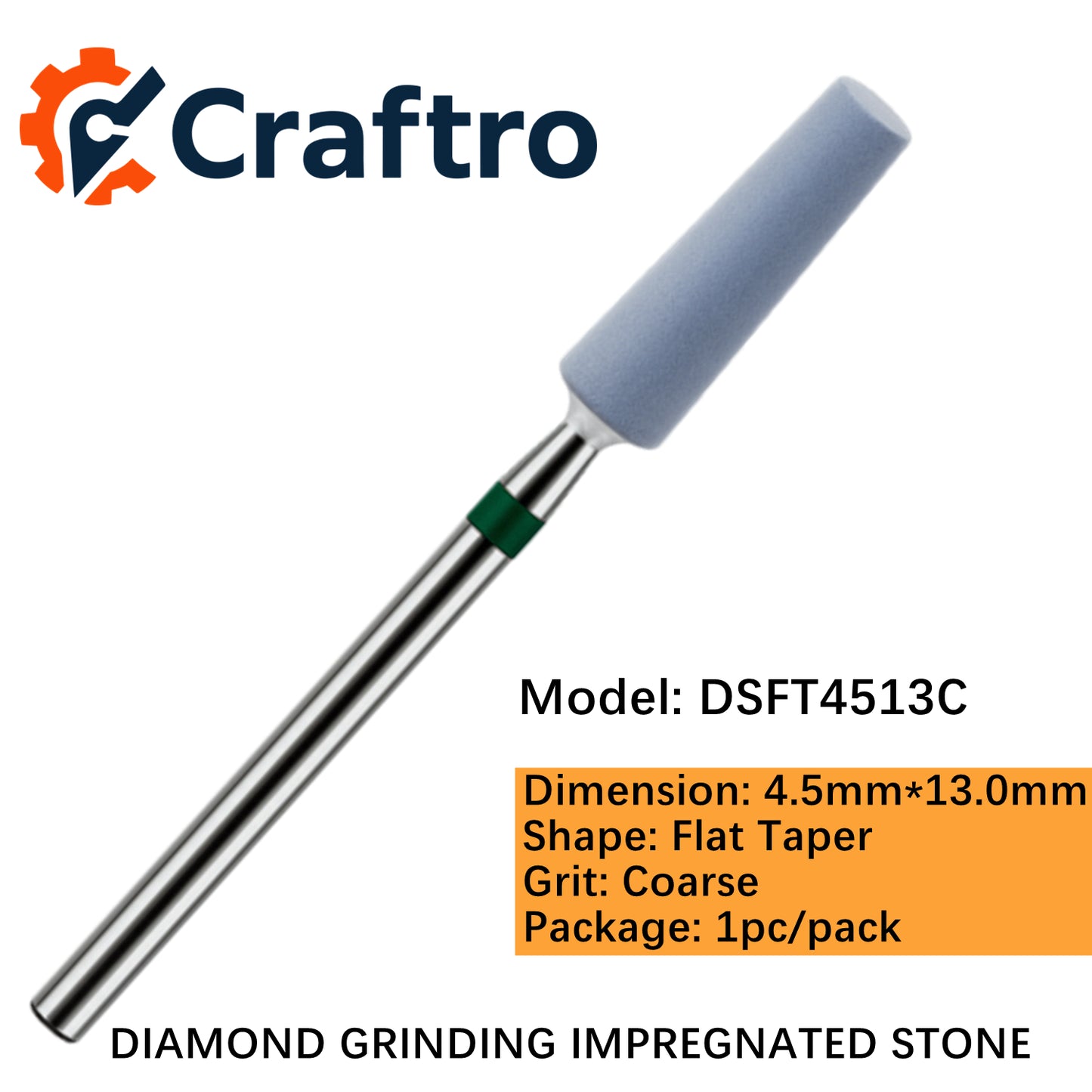 Craftro Dental Lab HP 2.35MM Diamond Grinding Impregnated Stone 4.5*13mm Flat Taper Coarse