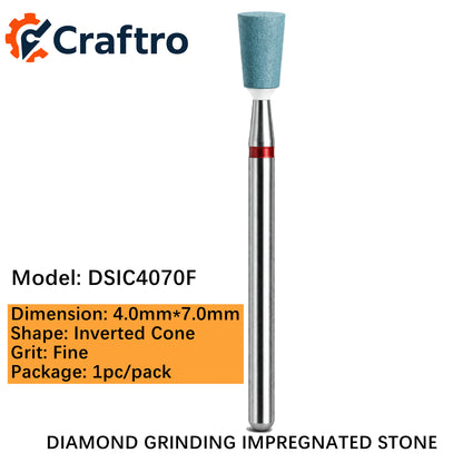 Craftro Dental Lab HP 2.35mm Diamond Grinding Impregnated Stone 4*7mm Inverted Cone Fine