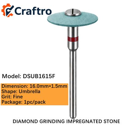 Craftro Dental Lab HP 2.35mm Diamond Grinding Impregnated Stone 16.5*1.5mm Umbrella Fine 1/pk