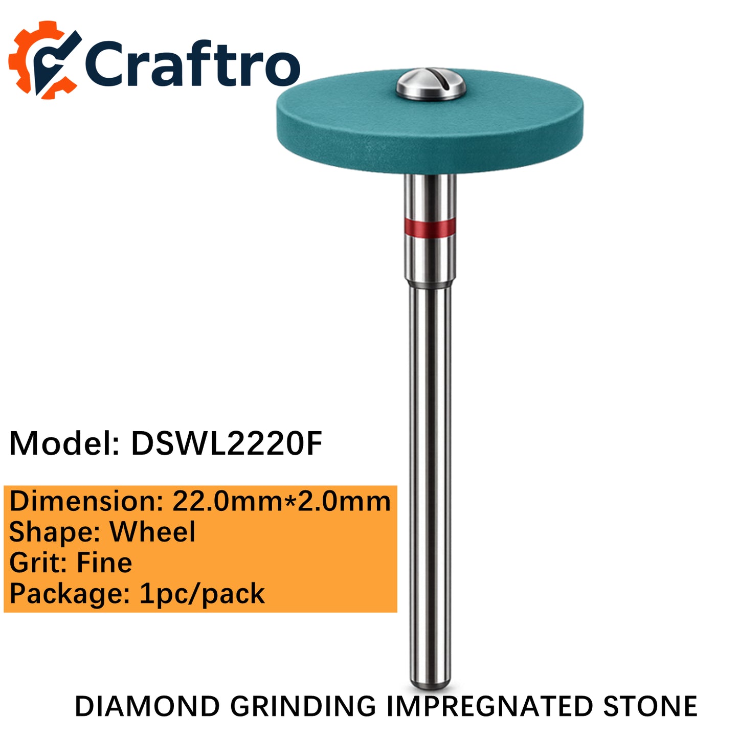 Craftro Dental Lab HP 2.35mm Diamond Grinding Impregnated Stone 22*2.0mm Wheel Fine 1/pk