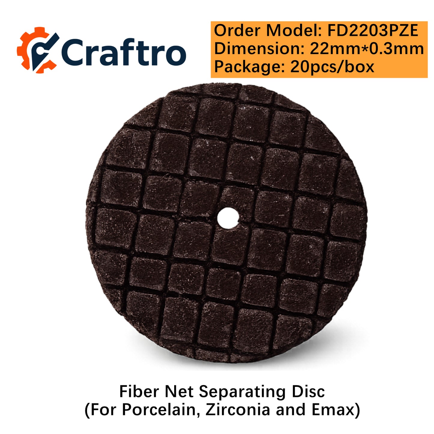 Craftro 20/box Fiber Net Separating Disc for Porcelain Zirconia E-max 22*0.3mm