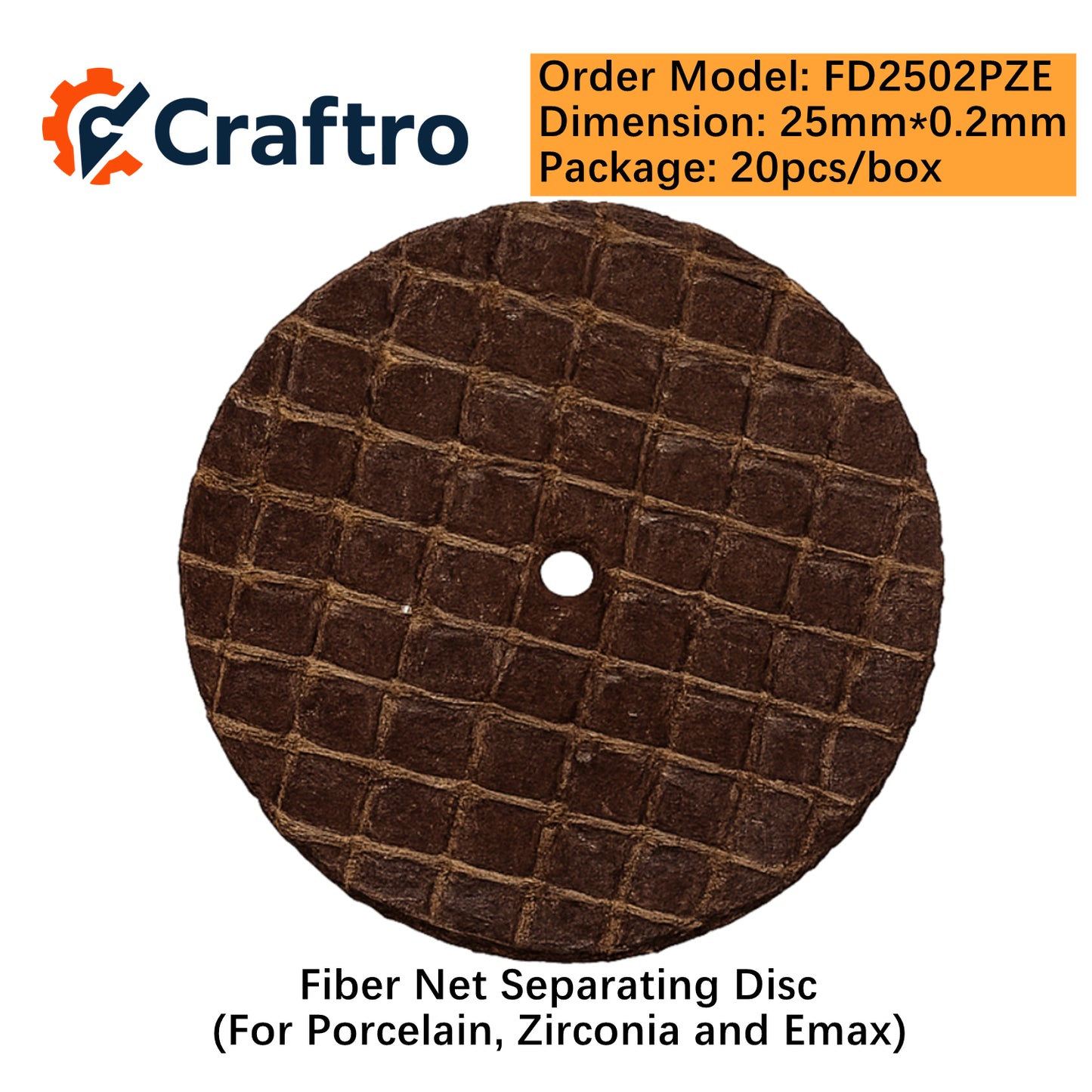 Craftro 20/box Fiber Net Separating Disc for Porcelain Zirconia Emax 25*0.2mm