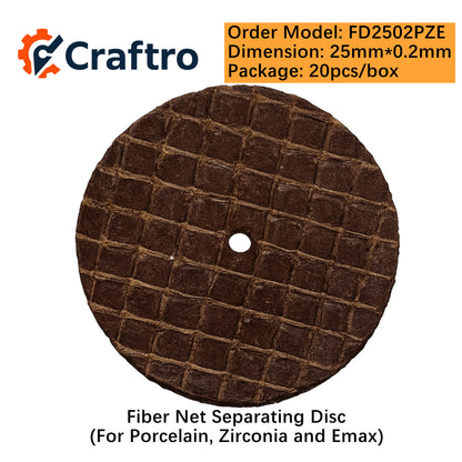 Craftro 20/box Fiber Net Separating Disc for Porcelain Zirconia Emax 25*0.2mm