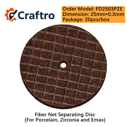 Craftro 20/box Fiber Net Separating Disc for Porcelain Zirconia Emax 25*0.3mm