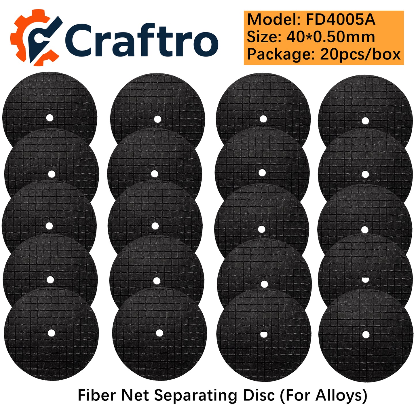Craftro 20/box Dental Lab Jewelry Fiber Net Separating Disc for Alloys 40*0.5mm