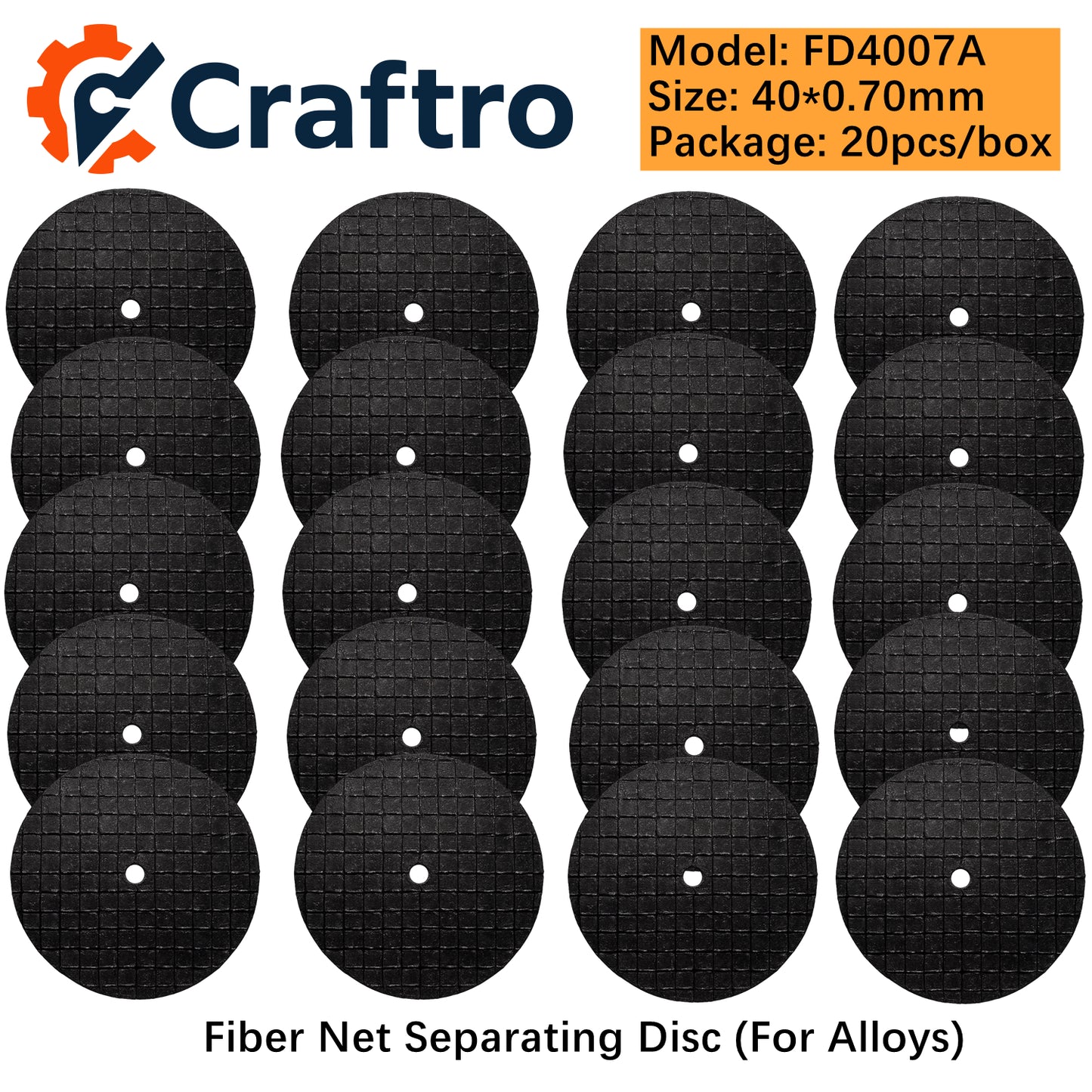 Craftro 20/box Dental Lab Jewelry Fiber Net Separating Disc for Alloys 40*0.7mm