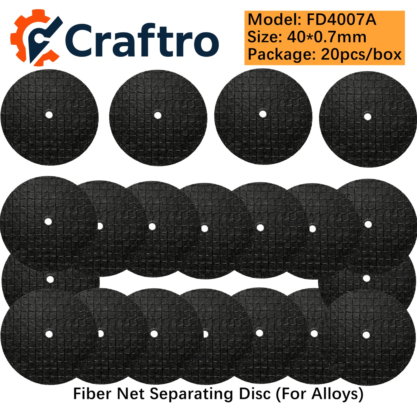 Craftro 20/box Dental Lab Jewelry Fiber Net Separating Disc for Alloys 40*0.7mm