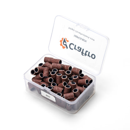 Craftro 100pcs/Box Nail Drill Brown Red Sanding Bands, 80 Grit Coarse