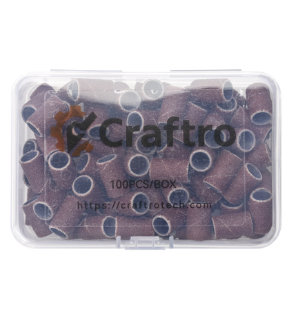 Craftro 100pcs/Box Nail Drill Brown Red Sanding Bands, 120 Grit (Medium)
