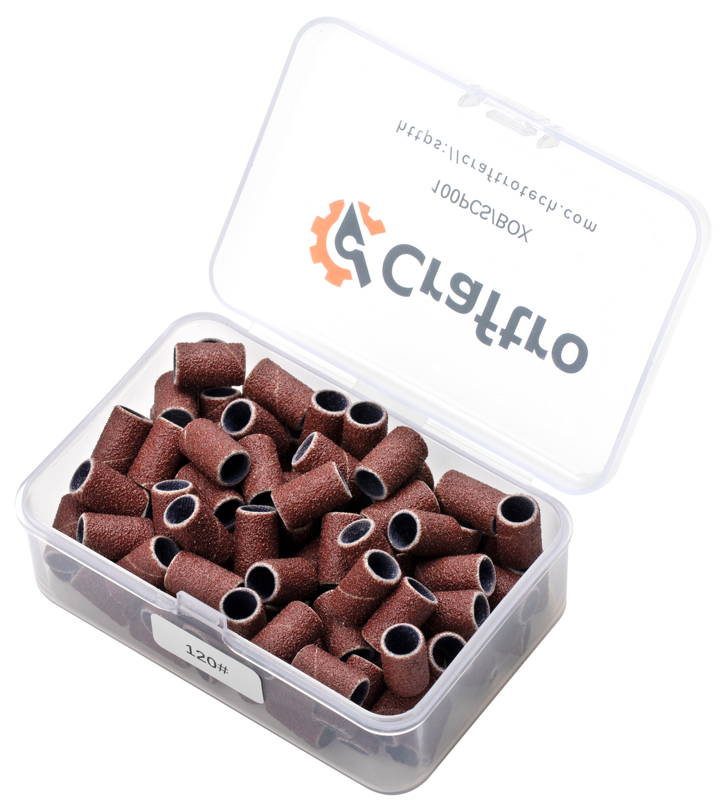 Craftro 100pcs/Box Nail Drill Brown Red Sanding Bands, 120 Grit (Medium)