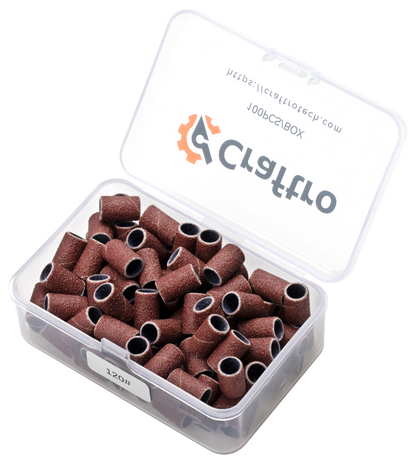 Craftro 100pcs/Box Nail Drill Brown Red Sanding Bands, 120 Grit (Medium)