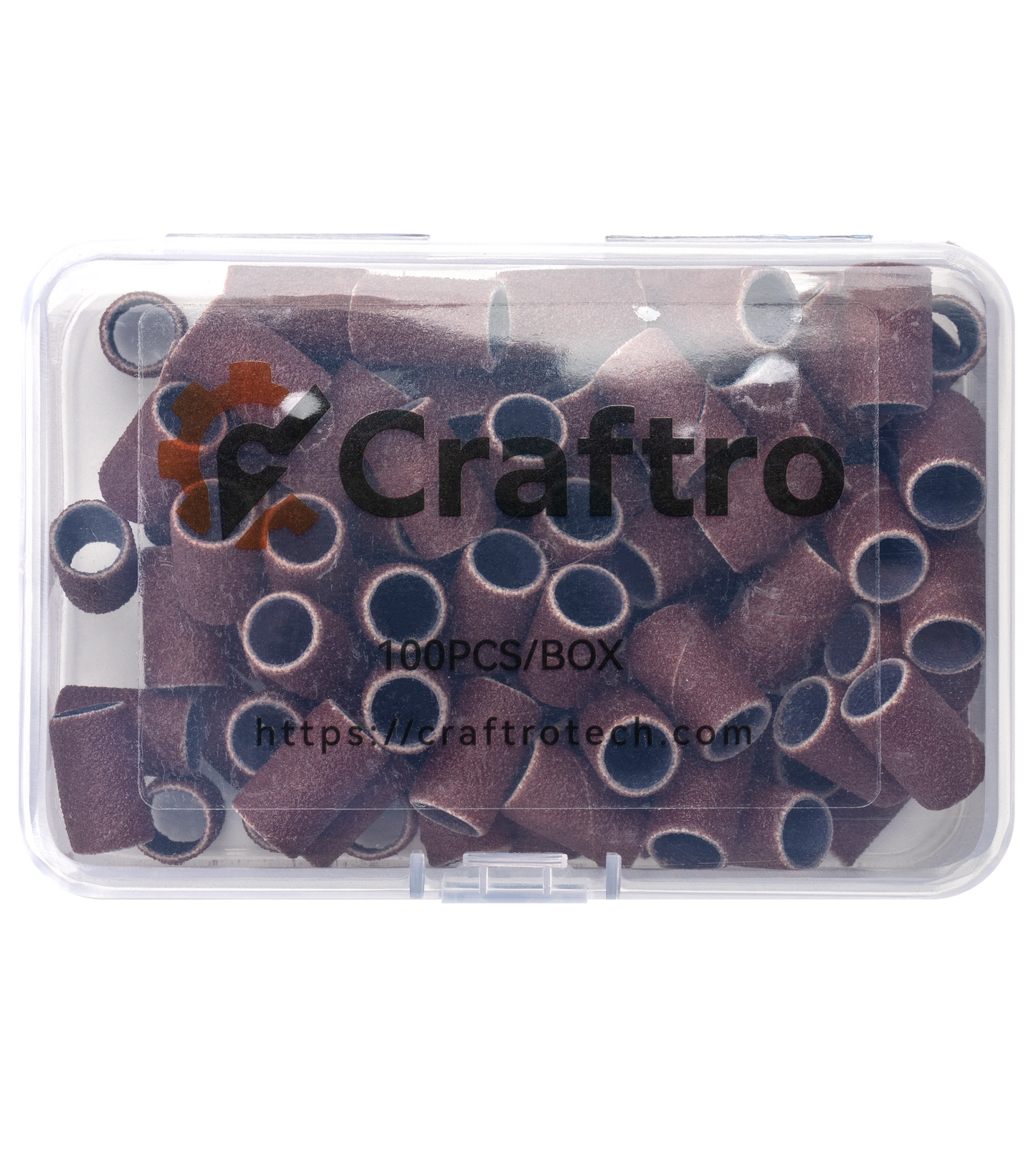 Craftro 100pcs/Box Nail Drill Brown Red Sanding Bands, 150 Grit (Medium)