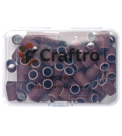 Craftro 100pcs/Box Nail Drill Brown Red Sanding Bands, 150 Grit (Medium)