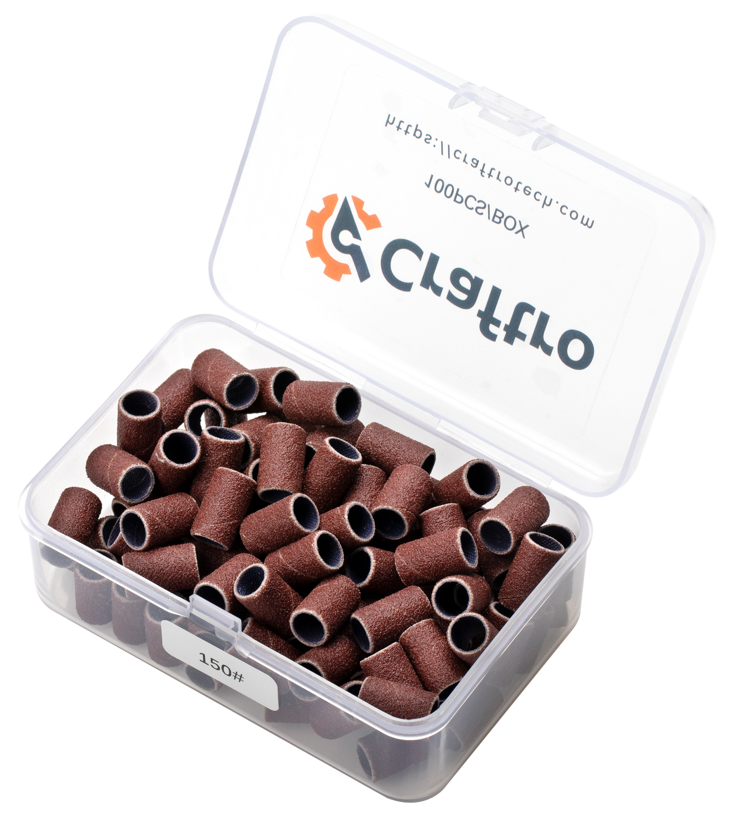 Craftro 100pcs/Box Nail Drill Brown Red Sanding Bands, 150 Grit (Medium)
