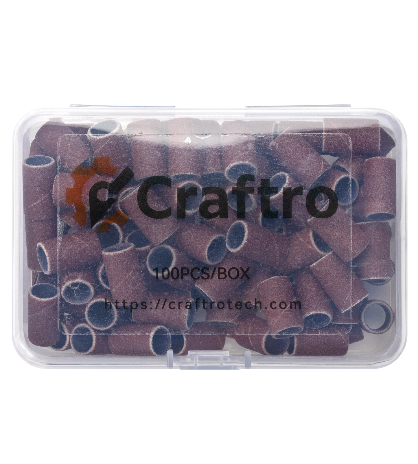 Craftro 100pcs/Box Nail Drill Brown Red Sanding Bands, 240 Grit (Fine)