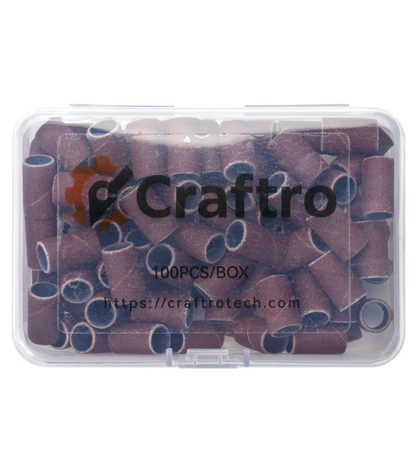 Craftro 100pcs/Box Nail Drill Brown Red Sanding Bands, 240 Grit (Fine)