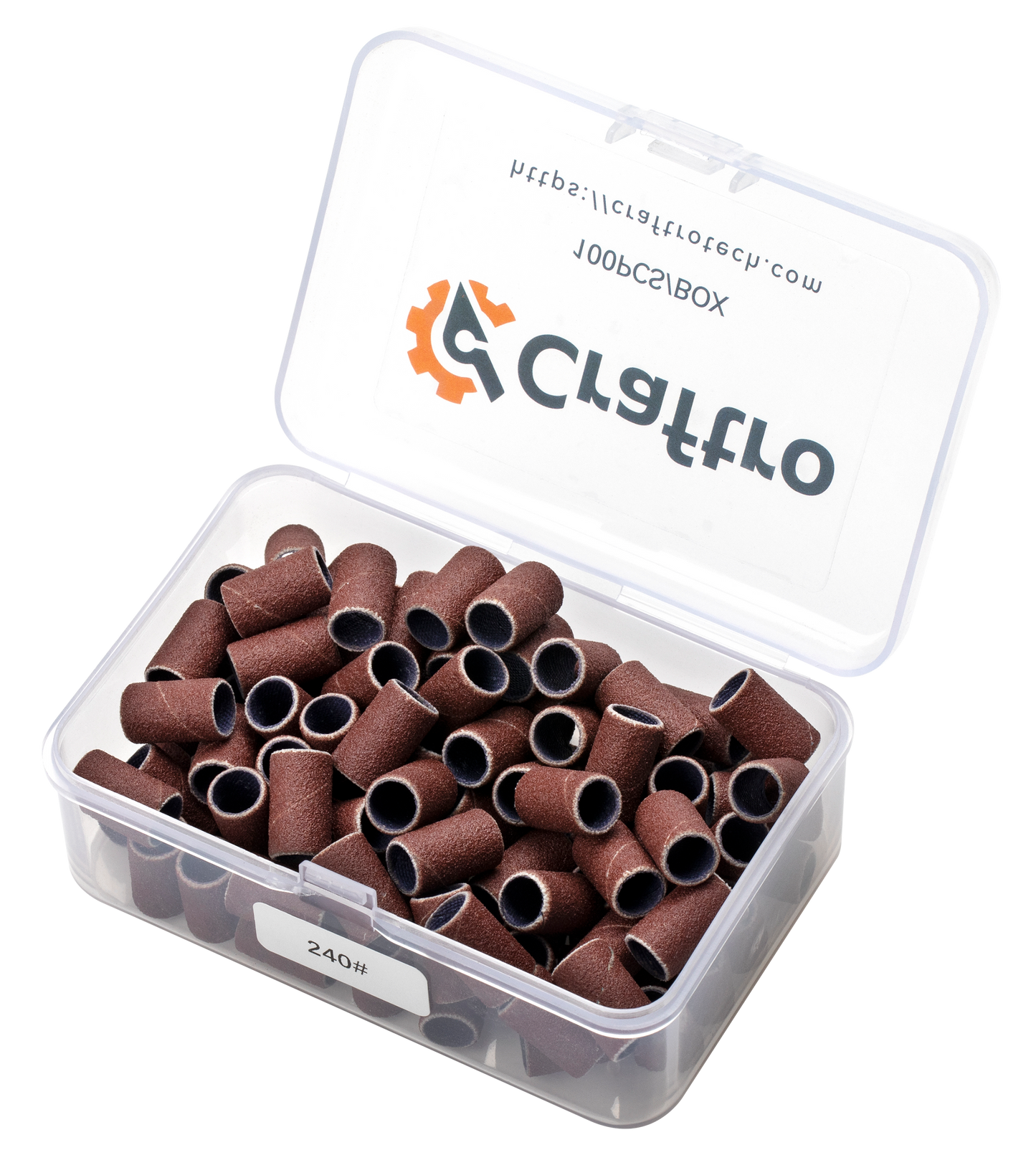 Craftro 100pcs/Box Nail Drill Brown Red Sanding Bands, 240 Grit (Fine)