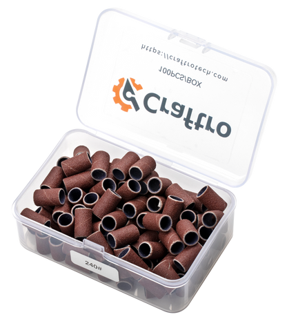 Craftro 100pcs/Box Nail Drill Brown Red Sanding Bands, 240 Grit (Fine)