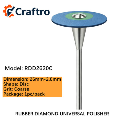 Craftro Dental Lab HP 2.35MM Rubber Diamond Universal Polisher Disc 26*2mm Coarse 1pc/pk