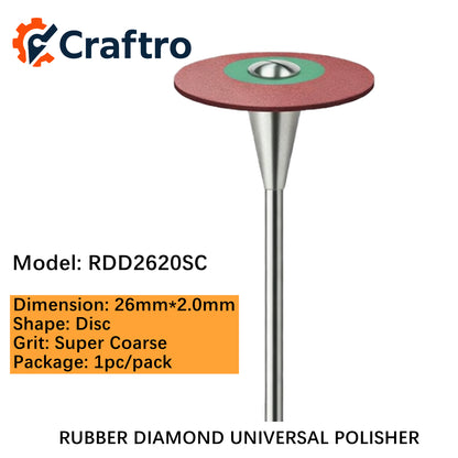 Craftro Dental Lab HP 2.35MM Rubber Diamond Universal Polisher Disc 26*2mm Super Coarse 1pc/pk
